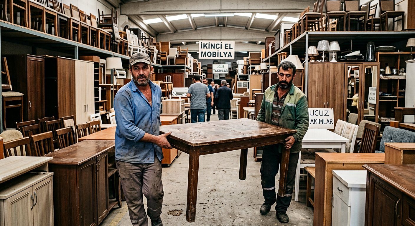 İkinci el ahşap yemek masası ve sandalyeler