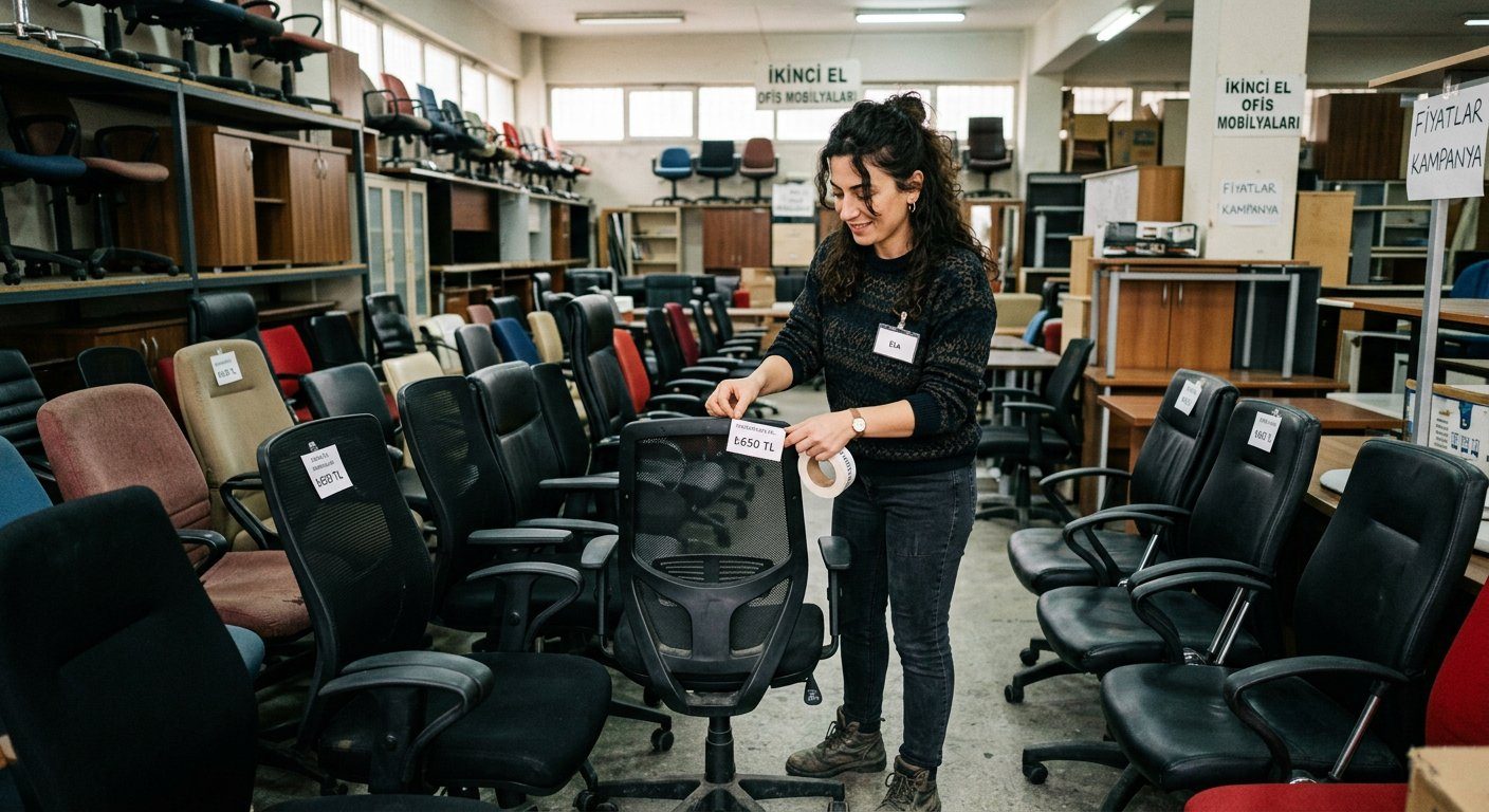 Ofis sandalyelerini inceleyen kişi