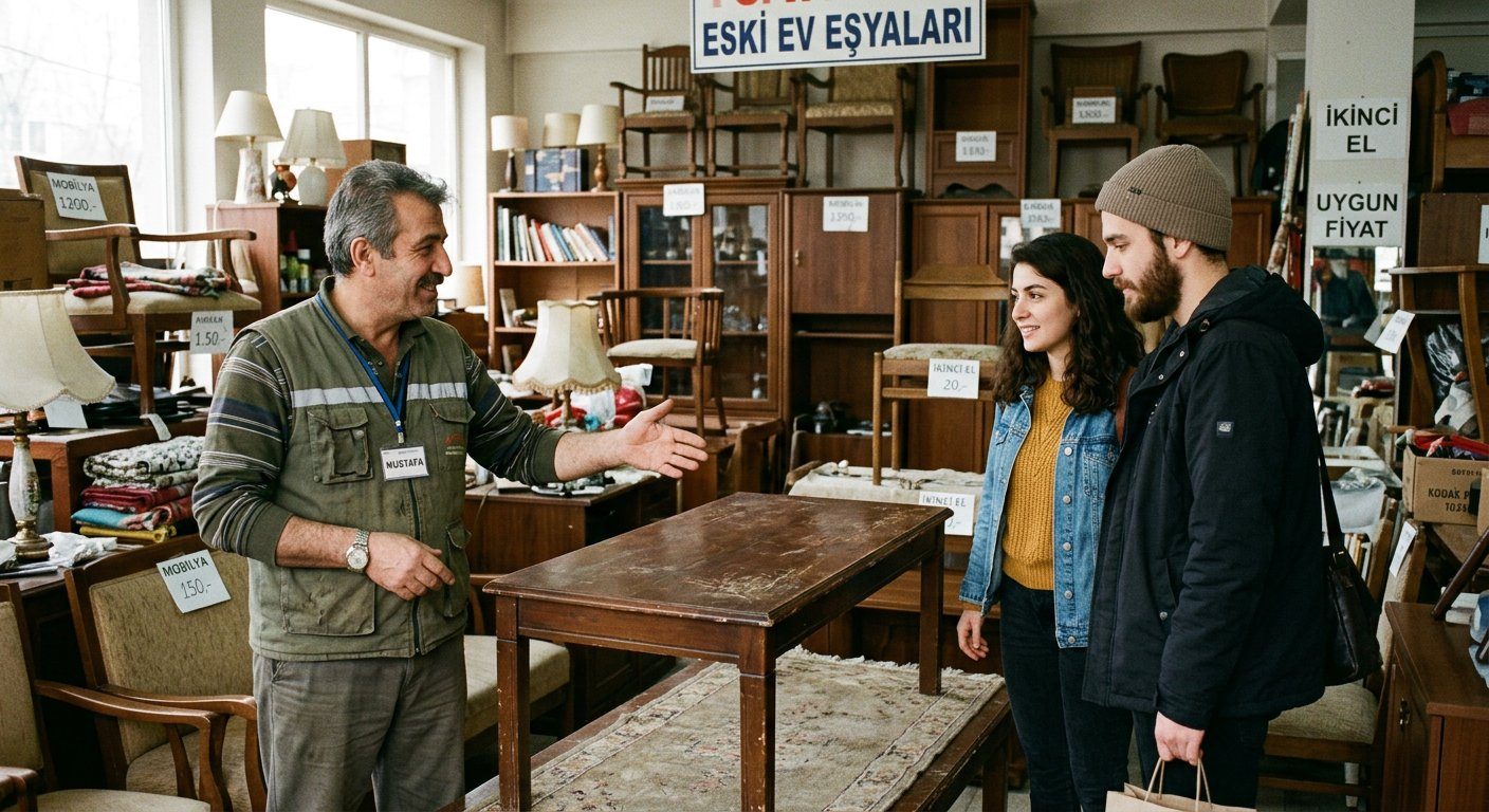 Eşya seçimi sırasında müşteriye yardımcı olan çalışan
